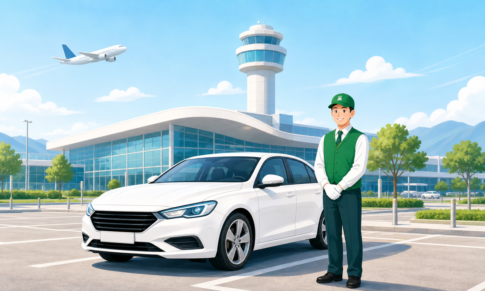 공항 터미널 앞 주차대행 안내 이미지